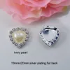 Wholesale-(J0075) 19mmx20mm heart pearl crystal embellishment ,flat back,ivory or pure white pearl