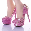 Sapatas de casamento de strass-rosa artesanal Phoenix Mais recente moda Prom festa formal vestido sapatos de honra saltos de honra Bombas