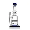 Best quality blue and clear color glass Bong glass water pipe with honeycomb percolator 7inches 18mm joint