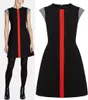 Moda 60'ların Inspired Elbise Yenilik Renk Blok Düğmeleri Abartma Mini Günlük Elbiseler DT241