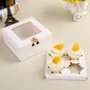 16x16x7.5cm holte duidelijke venster creatieve kraft bruin witte cupcake dozen muffin verpakking doos LZ0745