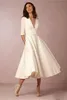 New Arrival 2019 Homecoming Dresses Deep V Neck Half Sleeves Graduation Dress Tea Length Formal Evening Party Prom Gowns4699234