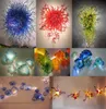 Murano Flower Plate Lamps Arts Mediterranean Style Modern Art Home Decorative Hand Blown Glass Hanging Wall Plates