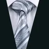 TIE مجموعة لرجال الرمادي Stripe Hankerchief Cufflinks Jacquard المنسوجة رجال التعادل مجموعة العمل العمل الرسمي الزفاف N-0589310E