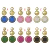 idealway 6 Colors Gold Plated Enamel Round Pearl Rhinestone Drop Earrings Jewelry Accessories For Women