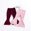 2 kleuren baby meisje broek fluwelen kerst flare broek kinderen kleding kinderen panty panty lange broek bell-bodem Z11