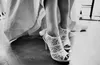 Elegante bella Vogue pizzo e pelle di pecora semplice stile 10 cm tacchi alti scarpe da sposa NK051