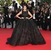 Sonam Kapoor Elie Saab Cannes Black Celebrity Dresses Evening Gowns Ball Gown Backless Applique Robe de Soiree Kaftan Evening Party Dresses