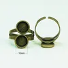 Base à double anneau Beadsnice pour la fabrication de bijoux, bases d'anneaux réglables en laiton antique avec deux plateaux à lunette ronde de 10 mm ID 29355