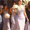 الفاخرة حورية البحر فساتين bridemaid رخيصة ل حفل الزفاف الأشرطة الحبيب الرقبة الرباط appplique وصيفات الشرف خادمة الشرف اللباس مخصص