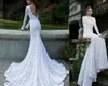 Vestidos de novia de sirena de encaje vintage Mangas largas Sexy Backless Garden Capilla Tren Ilusión Vestidos de novia Vestidos de novia simples y baratos Bateau