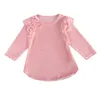 Nieuwste baby meisje jurk lente herfst roze fluwelen jurk baby baby meisjes losse a-lijn prinses jurken pleuche lange mouw casual mini-jurk