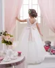 2019 Spitze Perlen Rundhalsausschnitt Tüll Blumenmädchenkleider Vintage Kind Festzug Kleider Schöne Blumenmädchen Brautkleid