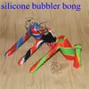 narghilè all'ingrosso Tubo per gorgogliatore in silicone per uso alimentare Tubi per fumatori Bong in silicone Dab Rig con ciotola di vetro rimovibile