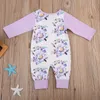 Lovely Newborn Baby Girls Clothes Kids Romper Purple Floral Print Cotton Jumpsuit Baby Clothes Outfit Long Sleeve Baby Rompers Spring Autumn