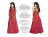 2015 Vintage Flower Girl Abiti per la festa nuziale Principessa maniche corte Crew Fiori Pizzo Tutu Ball Gown Comunione Abiti da spettacolo per ragazze