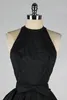 Vintage 1950 -talsklänningar 2015 Little Black Dress Tafta Halter Te Length Short Homecoming Dress Formella festklänningar Keyhole Bac3430313