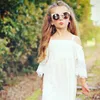 Boutique Ropa para niñas Vestido de princesa para niños Fiesta de bebé Concurso de bodas Formal Mini Vestidos de encaje blancos con hombros descubiertos lindos Ropa para niñas bebés