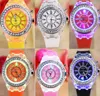 Geneva Led Luminous Diamond Wristwatch crystal Digital light watch unisex Rhinestone silicone jelly candy fashion flash up backlight quartz watches