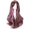 WoodFestival Long Wavy Wig Rainbow Colore Sintetico Capelli Donne giapponese Harajuku Verde Posa Rosso Rosso Purple Fibra Cosplay Wi3238024