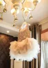 bébé fille enfants robe de tutu en dentelle robe de tulle au crochet fleurs solubles dans l'eau mode coréenne robe de champagne fête d'anniversaire de bébé robes beige