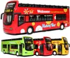 Modelo de ônibus da liga, ônibus Sightseeing, brinquedo do treinador do turista, com luz, música, carro traseiro, para presentes do miúdo, coletando, decoração, 3 cores