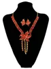 New Fashion Korean Style Colorful Rhinestone Beautiful Flower Tassel Pendant Necklace And Earrings Set