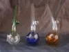 14cm Curved Glass Oil burners Glass Bong Water Pipes with different colored glass balancer for smoking G21