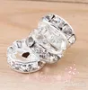 200pcs lot Silver Plated Rhinestone Crystal Round Beads Spacers Beads 10mm 8mm 12mm Loose Beads Crystal285j