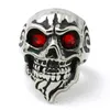 Groothandelsprijs Crystal Eyes Skull Ring 316L Rvs Punk Style Band Party Cool Man Baard Skull Ruby Eyes Ring