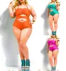 Nowe Kobiety Sexy Bandaż Stroje Kąpielowe Plus Size One Piece High Waist Bikini Kąpiel Swimsuit Push Up Monokini Kąpiel Kitnitur Odzież Neck Solid US12-20