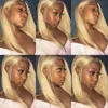 Silky Straight Blonde Human Hair Wig For White Woman Transparent Lace Glueless Full Lace Wigs With Comb and Straps #613 Lace Front Wig