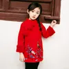 Kids Girls Dresses New Winter Chinese Cheongsam Style Thick Warm New Year Baby Girls Long Sleeve Princess Dresses For 2-8 Years 2 Colors