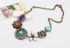 Retro vintage europeisk stil underbar österrike turkos kristall blommor bib uttalande halsband för bröllopsfest 045i