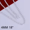 N067 4 MM twisted halat zincir kolye 16-24 inç Moda erkekler için 925 ayar gümüş takı En kaliteli fabrika fiyat Ücretsiz kargo