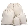 Canvas Drawstring Pouches 100% Natural Cotton Laundry Favor Holder Fashion Jewelry Pouches