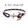 4 Storlek Rostfritt stål Tom Hope Armband Rose Gold Anchor Pink Thread Rope Bangle With Box och Tag Th1363301762819170