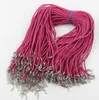 100pcs/lot 9Colors Braided Black Royal Blue Pink Leather Clasp Knit Chains Necklaces 0.3x46cm Jewelry DIY