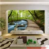 Novo pode personalizado grande 3D mural art papel de parede home decor Personalidade visual, cenário natural adesivos de parede quarto TV parede trilha da floresta