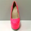 Högklackplattform Skor Gummi Material Pretty Dress Shoes Round Toe Fuchsia High Heel Shoes för sommarfest Blp1001-6