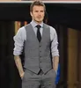 Özel Yapılmış Erkek Düğün Yelek Sıcak Satış İyi Tasarım Gri Damat Groomsmen Yelek Casual Slim erkek Yelek (Yelek + Kravat)