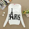 Sweatshirts hög kvalitet! Women Cartoon Star Paris Eiffel Tower Casual Hoodies Sweatshirt Par Baseball Free Frakt DF022