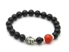 Hot Sale Smycken Natural Black Agate Stone Pärlor Antik Silver Buddha Yoga Meditation Armband för män och kvinnors gåva