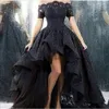 2016 New Sexy Black Lace Evening Dresses Ball Gown Floor-length Off-The -Shoulder Vestidos Longo Celebrity Prom Gowns WD170