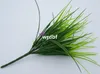 ホットフェイクグリーンプラント30cm / 11.81 "長さ12ピース/ロット人工ラッキーグラスプラスチック植物草7結婚式の花のための束あたり7つの茎