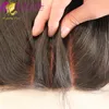 Cabello humano frontal con base de seda recta de Malasia, frontal de encaje de tres partes con pelo de bebé, cierre frontal de encaje 13x4, nudos blanqueados