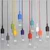 2015 New arrival Colorido Luzes Pingente de LED 80 CM Fio E27 E26 110 V 220 V Luz Pingente de Silicone Sconce Soquete Da Lâmpada Titular Sem Lâmpada vinta