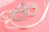 Handgemaakte Clear Crystal Oogmasker Strass Koninklijke Venetiaanse Maskerade Bruiloft Bruids Prom Party Maskers Fancy bal Zilver Metalen oogmasker gunsten