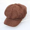 Mulheres Woolen xadrez Beret Hats Tweed Newsboy Gatsby Cap De Golfe Retro Artista Pintor Octagonal Gosquim