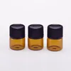 Most Popular 1000pcs/lot 1mL Mini Amber Glass Essential Oil Bottle Empty Sample Vials Brown Refillable Bottles With Orifice Reducer & Cap